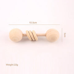 Wooden Rattle Beech Bear Hand Teething Wooden Ring Baby Rattles Play Gym Montessori Stroller Toy Educational Toys Let's Make