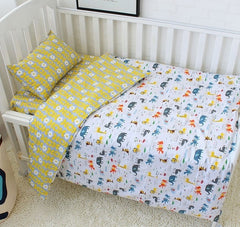 3Pcs Cotton Crib Bed Linen Kit For Boy Girl Cartoon Baby Bedding Set Includes Pillowcase Bed Sheet Duvet Cover Without Filler