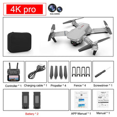 SHAREFUNBAY E88 pro drone 4k HD dual camera visual positioning 1080P WiFi  fpv drone  height preservation rc quadcopter