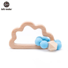 Let's Make 1PC Wooden Teether Hedgehog Crochet Beads Wood Crafts Ring Engraved Bead Baby Teether Wooden Toys For Baby Rattle