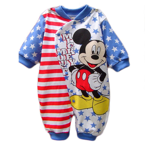 Disney Baby Boy Clothes Cotton Baby Rompers Mickey Rouaps Bebe Cartoon Baby Girl Clothes Spring Infant Jumpsuits Long Sleeves