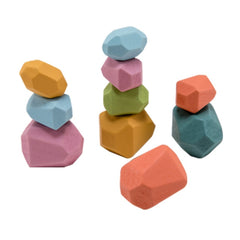 Baby Toy Wooden Jenga Building Block Colored Stone Creative Educational Toys Nordic Style Stacking Game Rainbow Stone Wooden Toy