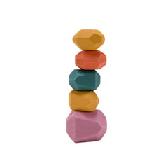 Baby Toy Wooden Jenga Building Block Colored Stone Creative Educational Toys Nordic Style Stacking Game Rainbow Stone Wooden Toy