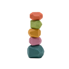 Baby Toy Wooden Jenga Building Block Colored Stone Creative Educational Toys Nordic Style Stacking Game Rainbow Stone Wooden Toy