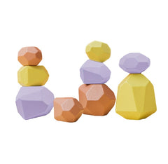 Baby Toy Wooden Jenga Building Block Colored Stone Creative Educational Toys Nordic Style Stacking Game Rainbow Stone Wooden Toy