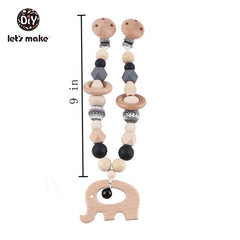 Let's Make Wood Teether Baby Bed Hanging Rattles Toy Make Noise Bird Elephant Shape Crochet Beads Bracelet Pram Clip Baby Rattle