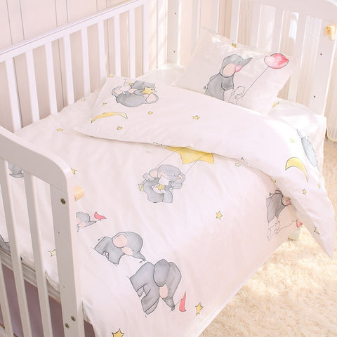 Baby Bedding Set 100%Cotton Cartoon Crib Bed Bumper Newborns Sheet Duvet Cover Child Bed Protector Baby Washable Cot Bedding Set