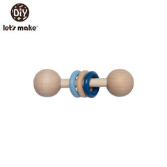 Wooden Rattle Beech Bear Hand Teething Wooden Ring Baby Rattles Play Gym Montessori Stroller Toy Educational Toys Let's Make