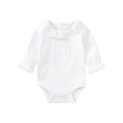 Pureborn Newborn Baby Bodysuit Solid Basic Baby Onesies Long Sleeve Bodysuit Collared Organic Cotton Baptism Onesies