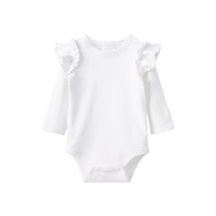 Pureborn Newborn Baby Bodysuit Solid Basic Baby Onesies Long Sleeve Bodysuit Collared Organic Cotton Baptism Onesies